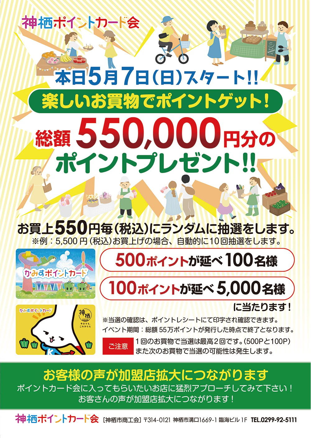 本日5月7日（日）スタート！総額550,000円分のポイントプレゼント！！｜かみすポイントカード会｜茨城県神栖市