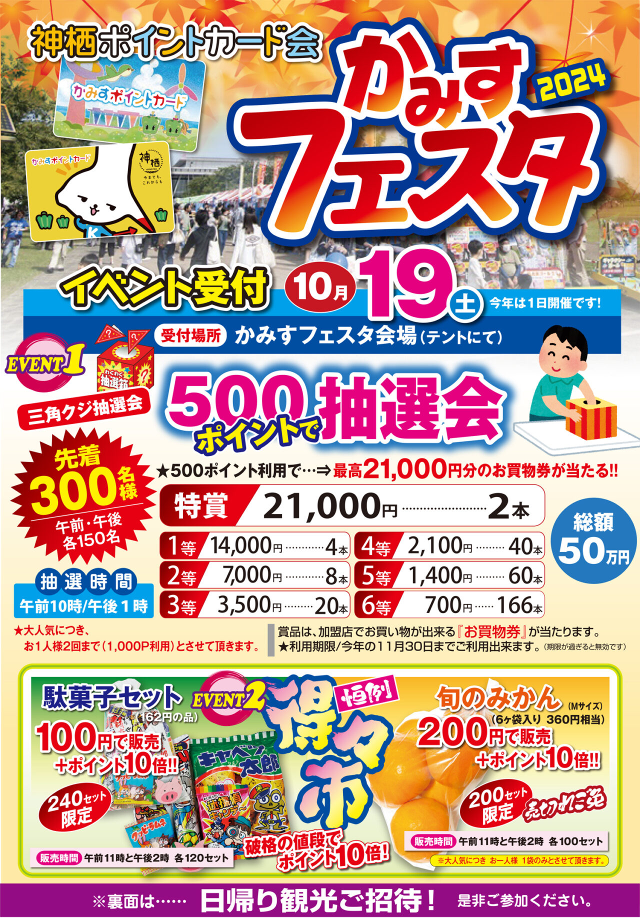 10月19日（土）かみすフェスタ2024抽選会｜かみすポイントカード会｜茨城県神栖市